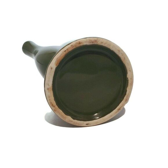 Vintage Dark Olive Green Pottery Teapot Handmade Stoneware Water pitcher no lid - Picture 3 of 3